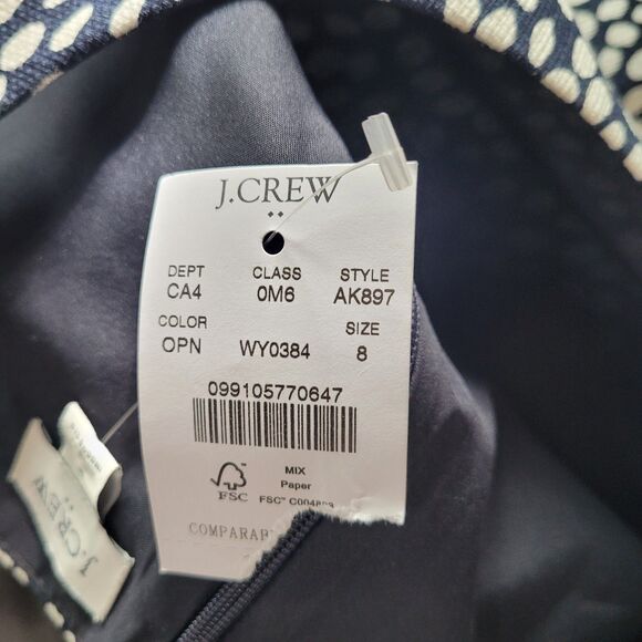 J. Crew Sheath Dress Sz 8 Basketweave Oncilla Animal Print Navy Off-White AK897 - Picture 7 of 9